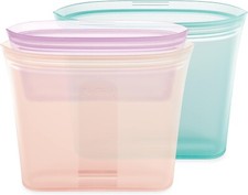 Zip Top Reusable 3 Bag Set - Teal Blue/Peach/Lavender