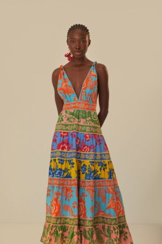Farm Rio Mixed Lace Garden Midi Boho Resort Summer Dress - MEDIUM (M) RRP £275 - Picture 3 of 7