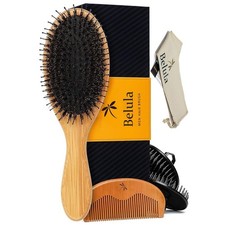 Men's Hair Grooming Set: Boar Bristle Brush, Nylon Pin Brush, Wooden Comb, an...