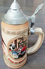 VINTAGE BUDWEISER KING OF BEERS ANHEUSER BUSCH BEER STEIN + LID COLLECTIBLE!!!