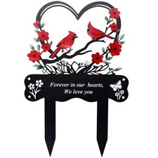Cemetery Decorations for Grave Memorial Plaque Stake Grave Marker Cardinals G
