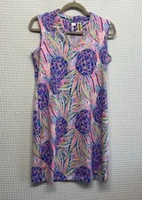 NWOT Lulu B Vibrant Pineapple Sleeveless V-Neck UPF50 Midi Dress Women S