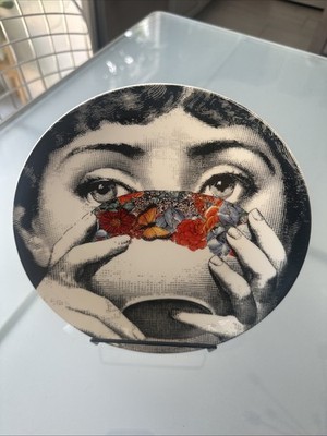 Floral Tea Drink Face Cavalieri Face Fornasetti Style Wall Plate 8 