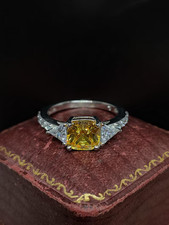 2.5 Ct Cushion Simulated Citrine 14k Yellow Gold Plated Stunning Wedding Ring