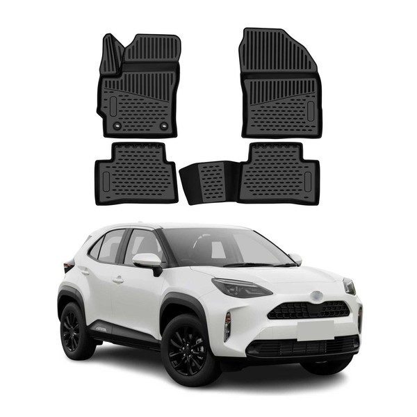 Omac Gummimatten FußMatten FüR Toyota Corolla Cross Hybrid 2022-2026 TPE Schwarz-image