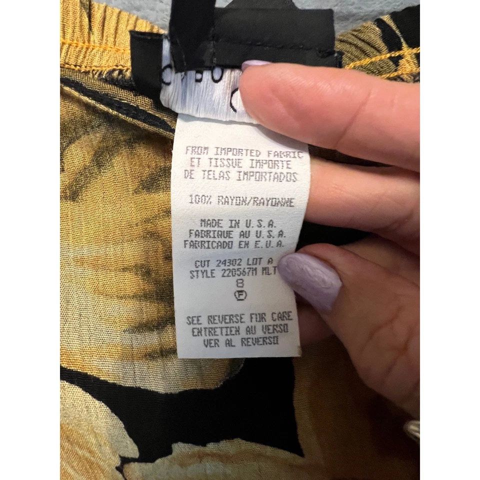 Saia feminina Carole Little Sport preta floral rayon tamanho 8 - Imagem 4 de 4