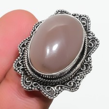 Sunstone Gemstone Handmade 925 Sterling Silver Jewelry Ring Size 8.5 a339