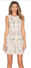Needle  Thread Rose Beige Embellished Floral Sequin Mini Dress US 2