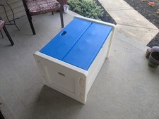 Vintage Little Tikes Plastic Toy Box Storage Chest Blue/White Made In USA 1990s