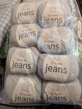 YarnArt Jeans Light Gray Cotton Acrylic Yarn Pack, 8 Skeins Ball Set
