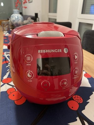 Reishunger Digitaler Mini Reiskocher, Rot, 350W, 0,6l