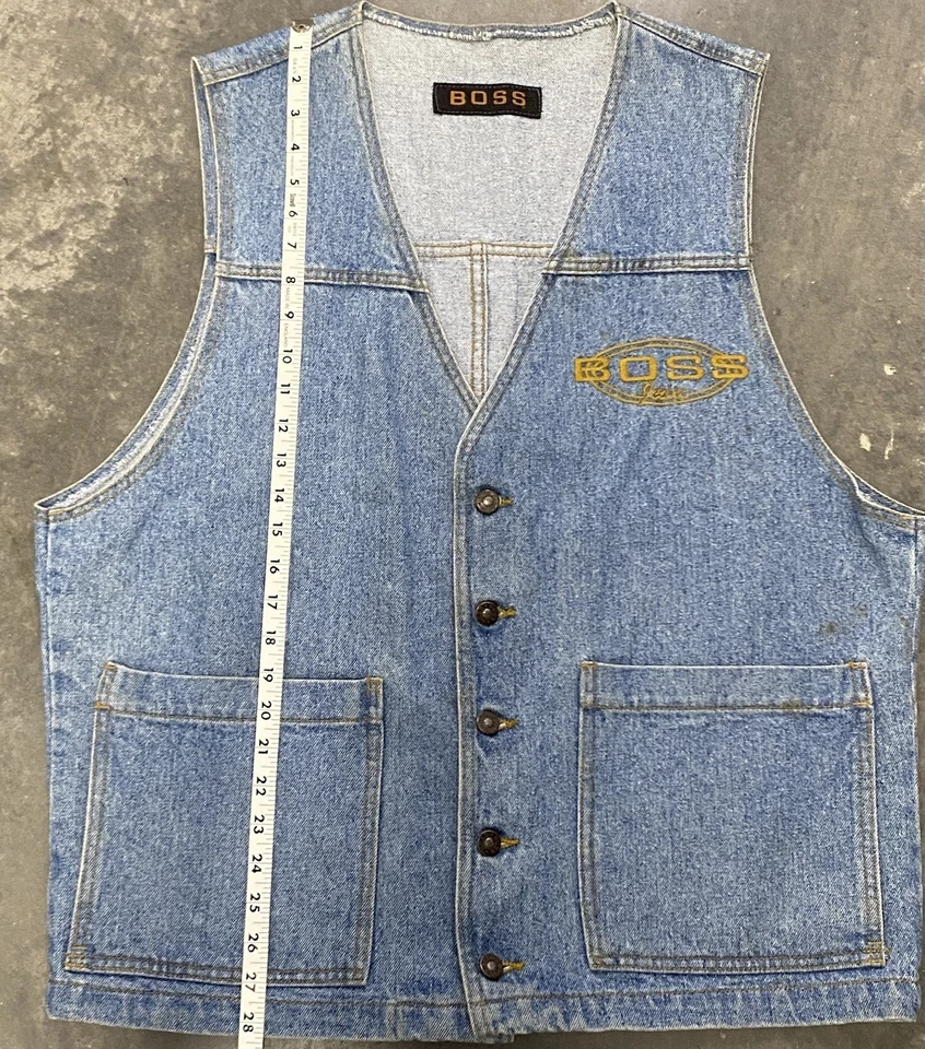 Chaleco Jeans Boss Vintage Grande Denim Azul Jean EE. UU. Hip Hop Karl Kani Años 90 Foto 4 de 4