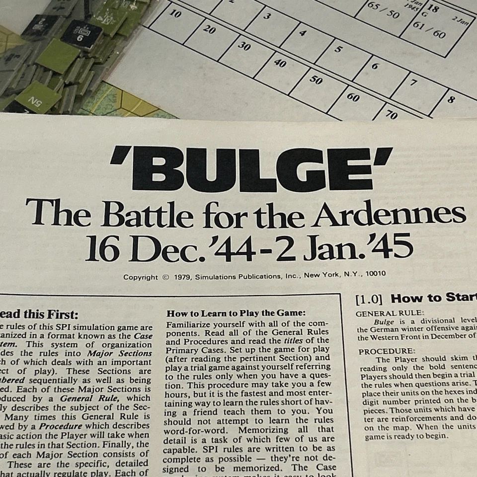 Bulge Battle for the Ardennes 1944–45 SPI Big Red One Edition No Box Wargame - Image 2 of 4