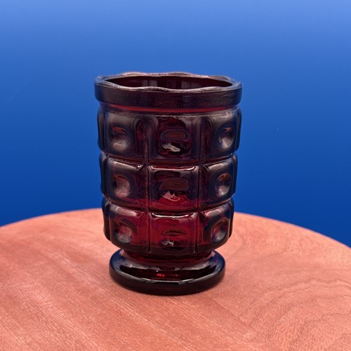 Vtg Ruby Red Glass Yesteryear Bulls Eye Toothpick or Match Holder Votive HTF