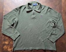 Polo Ralph Lauren Pullover Sweater Mens Large Green 1/4 Zip Estate Rib Knit