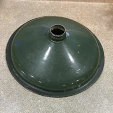 Vintage Metal Green Porcelain Gas Station Lamp Shade 15” Large