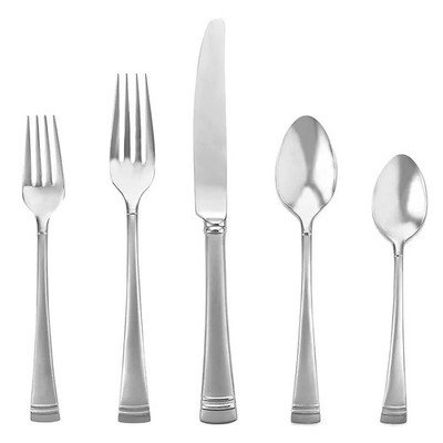 Lenox Stainless Flatware FEDERAL PLATINUM FROSTED 5pc Place Setting N/O