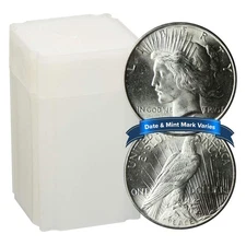 Roll of 20 - 1922 - 1935 $1 Peace Dollar Silver Brilliant Uncirculated