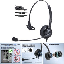Noise Canceling Wired Headset RJ9 Cisco CP-7821 7940 Compatible Black