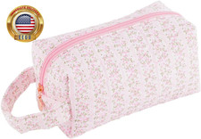 Travel Cosmetic Bag with Handle, Large Capacity Makeup Pouch Floral Makeup Bag w
