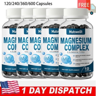 Magnesium Glycinate 500mg - 120-600 Capsules | 2-10Month Supply