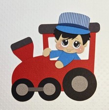Lil' Train Conductor Black Hair. Scrapbook, Card Making Paper Piecing