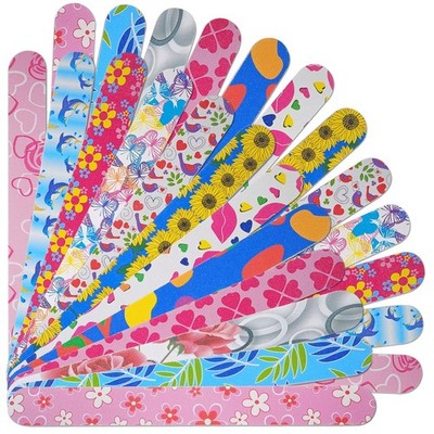 Nail Files (24 Pack), Colorful 24 Pack Files, Flowery/Pink/Blue 