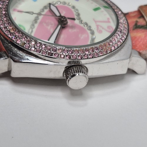 Dooney & Bourke Women Silver Tone Pink Pave Bezel Heart Dial Watch NOT TESTED - Picture 12 of 24