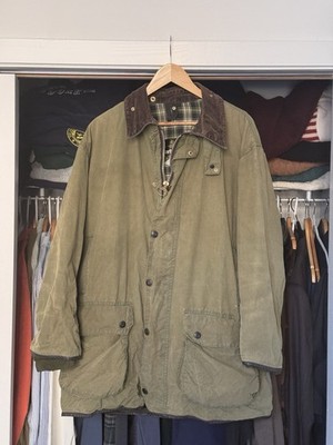 Vintage Barbour Border Wax Jacket Light Green Size 44