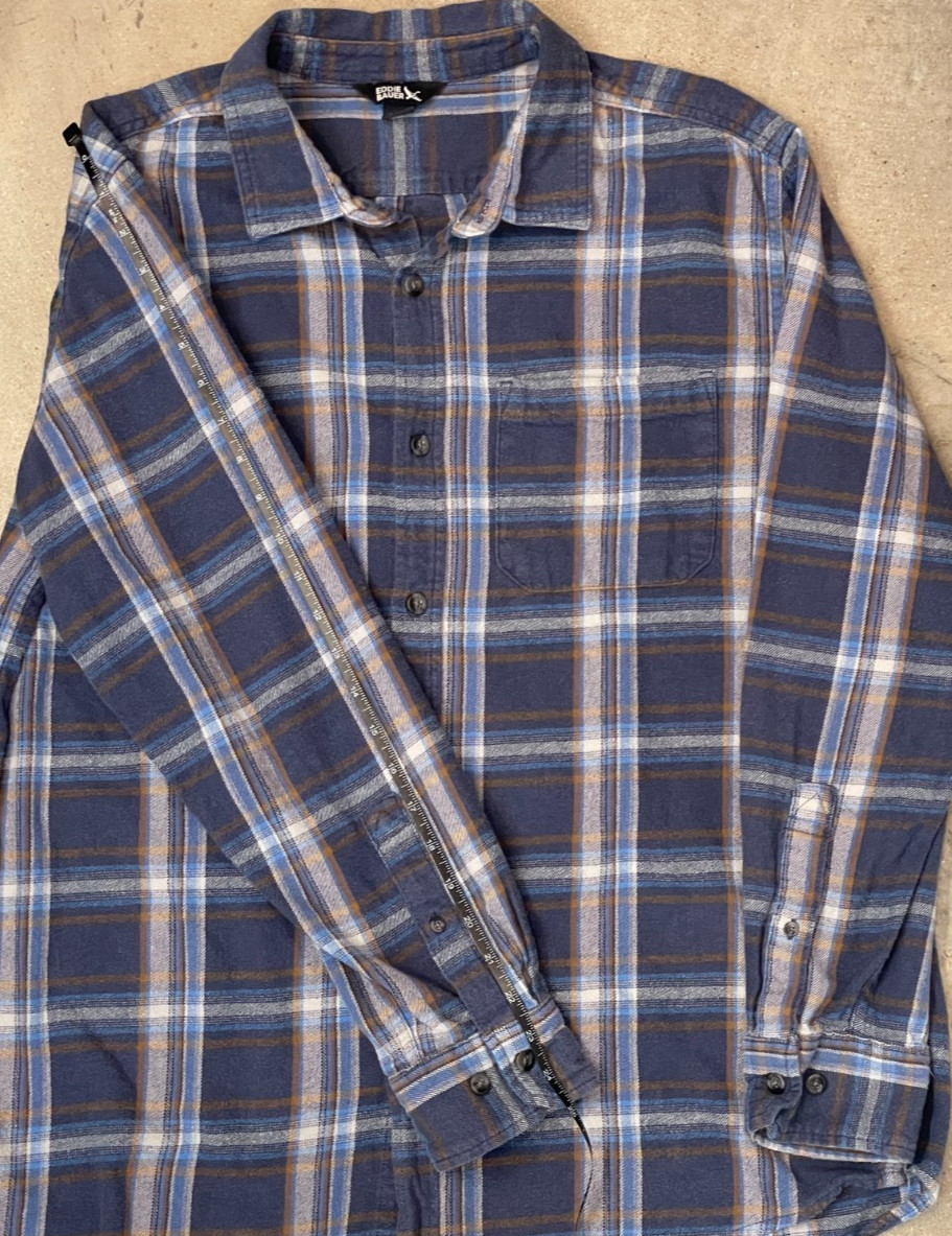 Eddie Bauer Flannel Shirt Men XL Blue Plaid Cotton Button Down Long Sleeve thumbnail 6