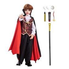 Vampire Costume for Boys, Scary Halloween Set with Teeth, Cane  Makeup Kit
