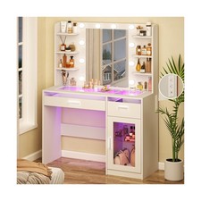 Vanity Desk with Mirror and Lights, Makeup Vanity Desk with Lights 3 Colors, ...