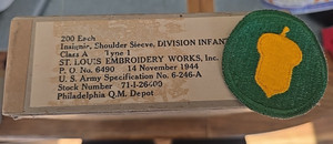 1944 87th INFANTRY DIVISION PATCH (ST LOUIS MADE)  WWll, WW2 NO GLOW   (1-PATCH)