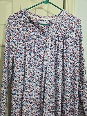 Aria Collection Soft Plush Long Floral Nightgown Sz M Warm Cudly 