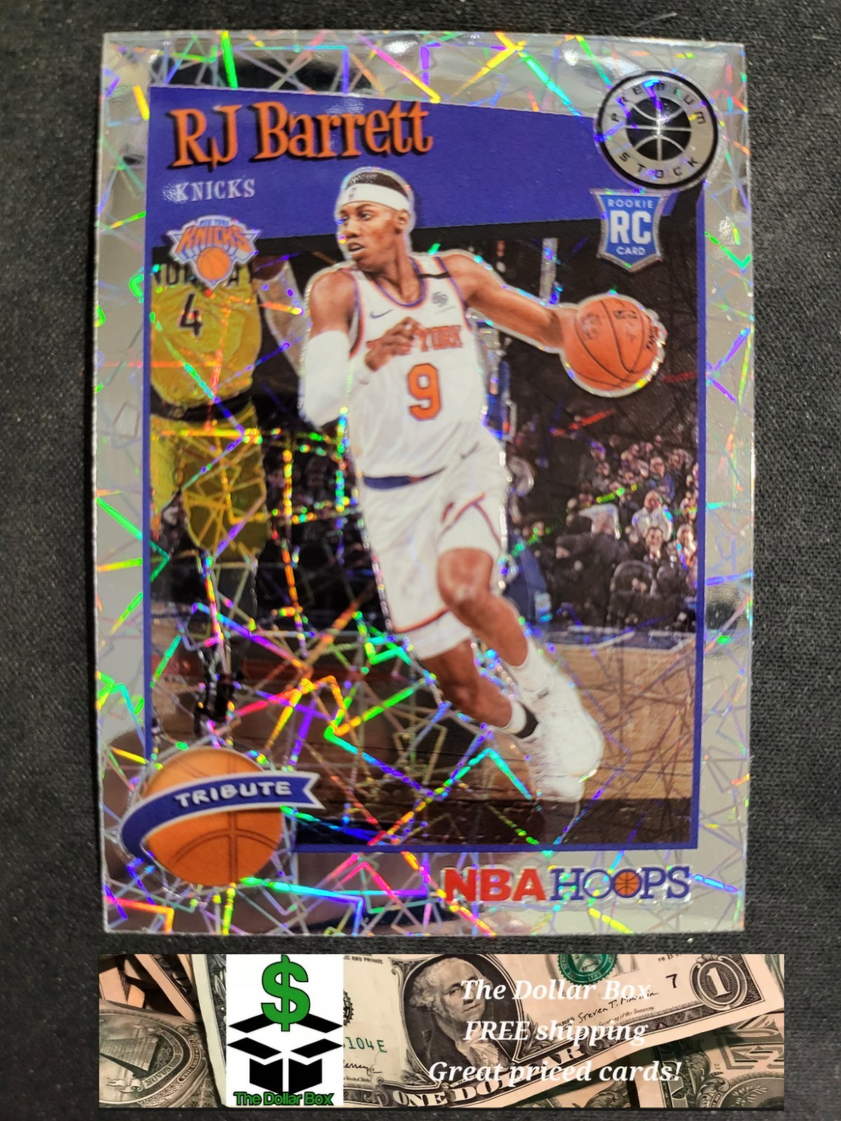 2019-20 Hoops Premium Stock RJ Barrett RC LASER PRIZM card #298 Knicks