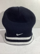 Nike Youth One Size Black / White Striped Beanie Winter Hat CK-112