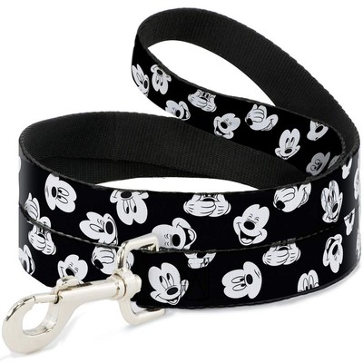 Pet Leash - Mickey Expressions Scattered Black/White - 4 Feet Long - 1.5'' Wide