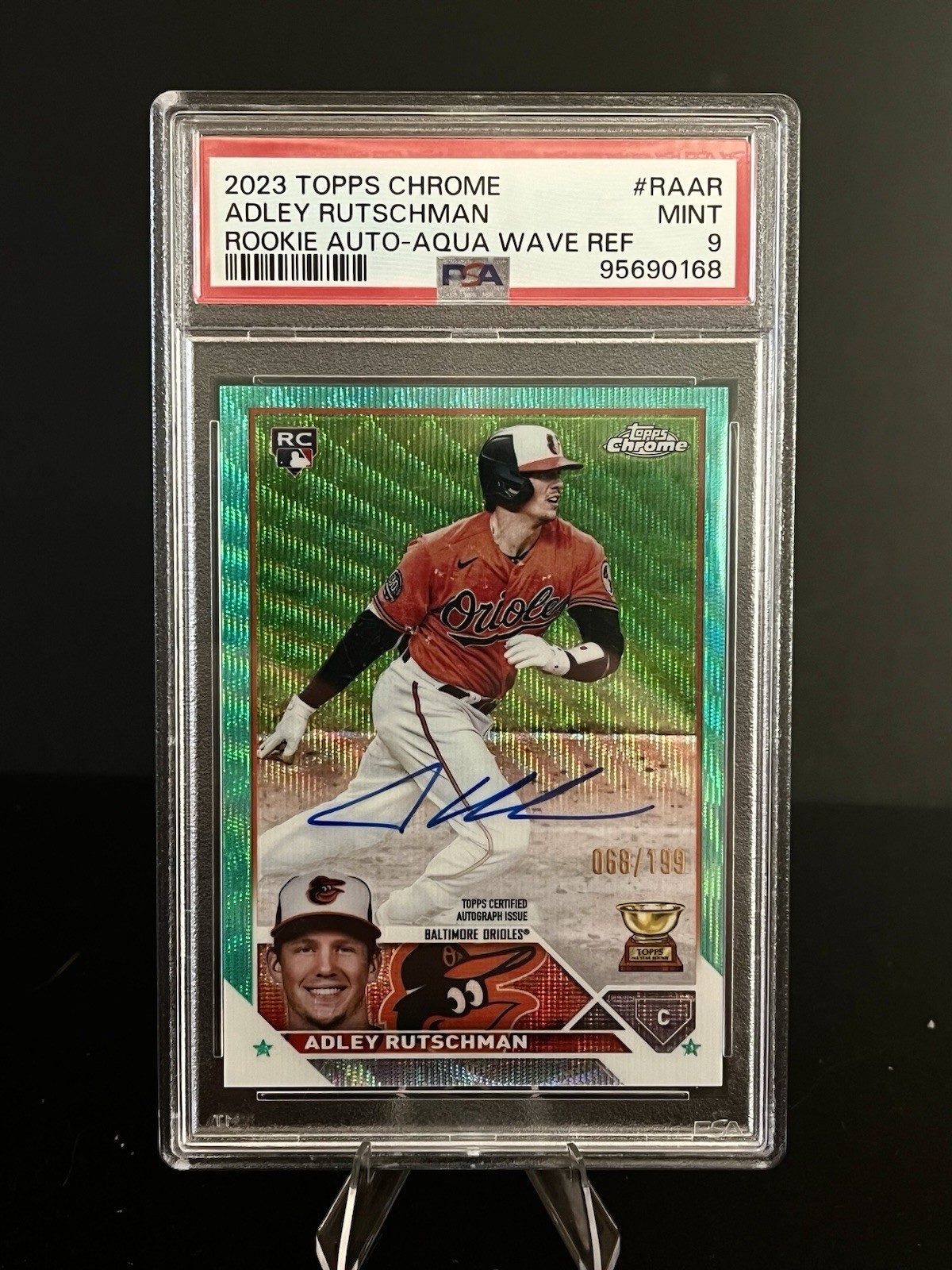 2023 Topps Chrome - RC AUTO PSA 9 Adley Rutschman #RA-AR Aqua Wave Refractor view 1