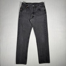 Vintage Levis 501 Jeans Mens 33x34 30x32 Black Fade Straight Denim Made in USA