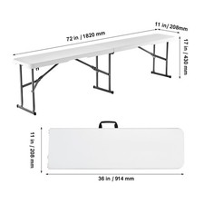 Uimoso 6FT Portable Plastic Folding Bench for Outdoor Picnic and Garden Use