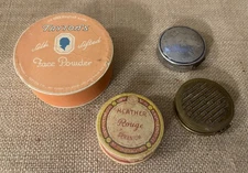 2 Vintage Rouge Compacts, 1 Rouge Container, & 1 Tayton's Face Powder Container