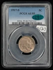 1917-S 5c Indian Head Buffalo Nickel - PQ Coin - CAC & PCGS AU 55 - SKU-B5703