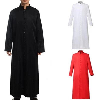 BLESSUME Mens Clergy Cassock Robe Vestments Liturgical Roman Men Single Breasted Cassock