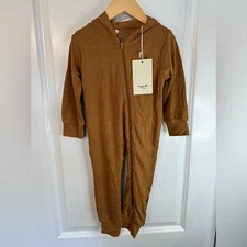 NWT Kyte Baby Marigold Bamboo Jersey Hooded Zip-Up Romper