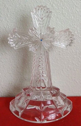 VTG Lenox FineCrystal Standing Cross With Swarovski Blue Crystal 8” Germany (RJ)