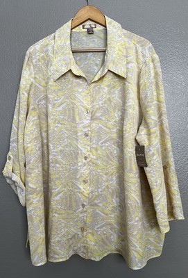 NEW White Stag Beige Top Attached Tan Tank Front 3/4 Sleeve Roll Tab Women 4X