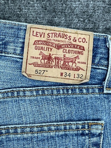 Vintage Levis Jeans Herren 34X32 Dunkelblau Denim Hose 527 Bootcut Loose Cowboy Y2K - Bild 12 von 15