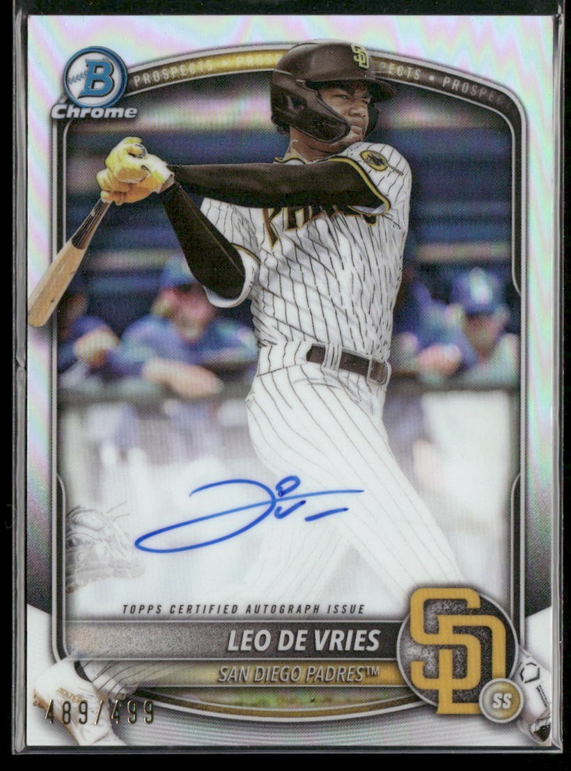 2025 Bowman Chrome Prospect Auto Leo De Vries Refractor /499 Padres