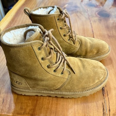 Ugg Men's Suede Ankle Boots 9 Mini Harkley 1016472 Shearling Lace up