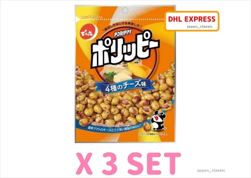 PORIPPY PEANUT SNACK CHEESE FLAVOR DENROKU JAPAN 90g X 3 SET - product listing photo